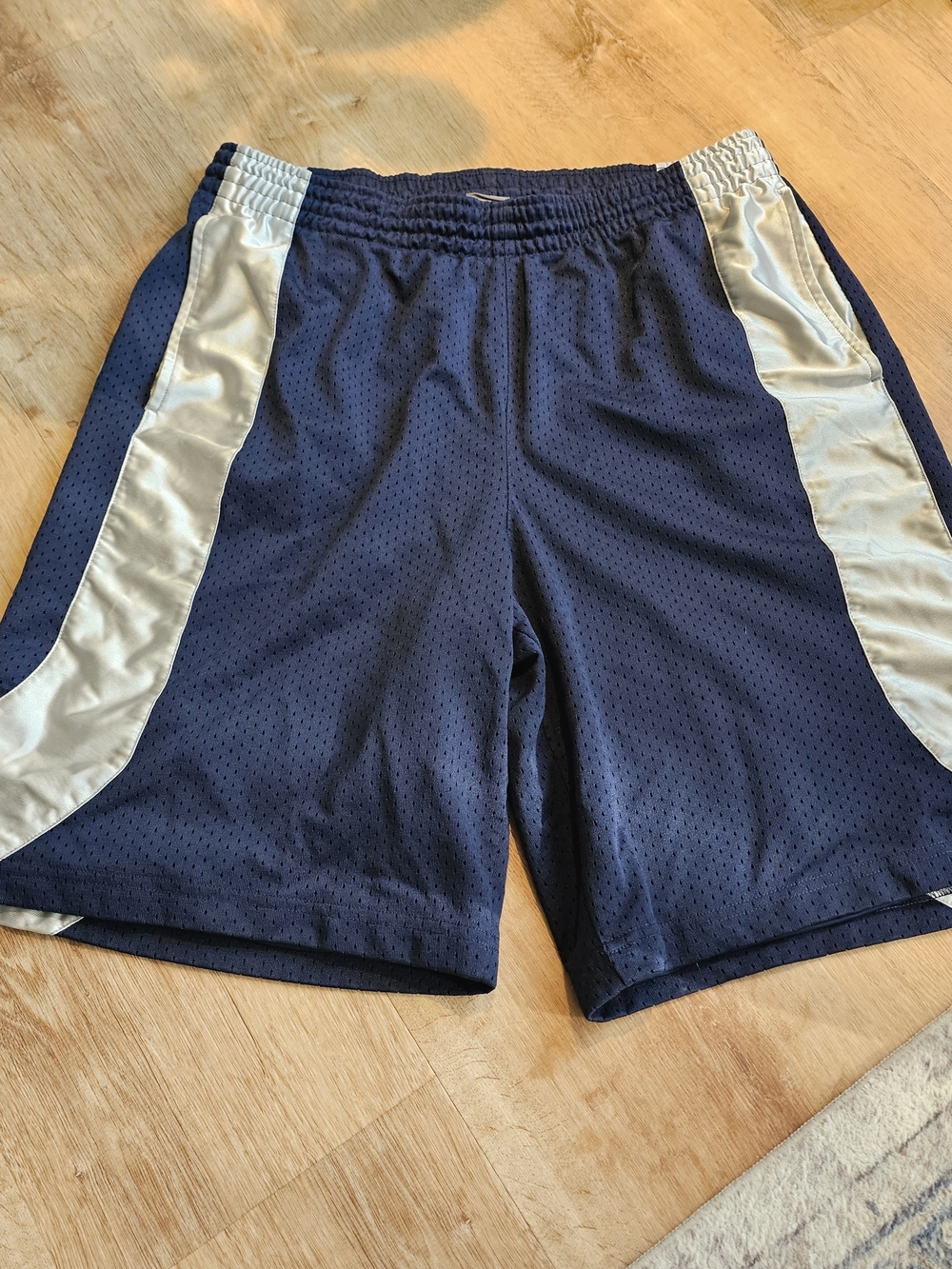 Nike Navy Athletic Mesh Shorts with White Side Panels